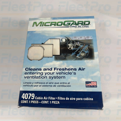 Close-up view of precision synthetic pleats on Microgard 4079 cabin air filter