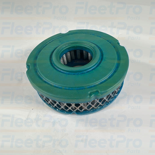 Close-up view of intake collar mounting neck and air inlet port on Midland 100696E air filter