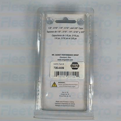 Performance engine vacuum line seal cap kit Mr Gasket part number 7354406