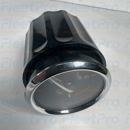 Polished chrome bezel profile detail on Paccar Q43-6066-112CK oil pressure gauge
