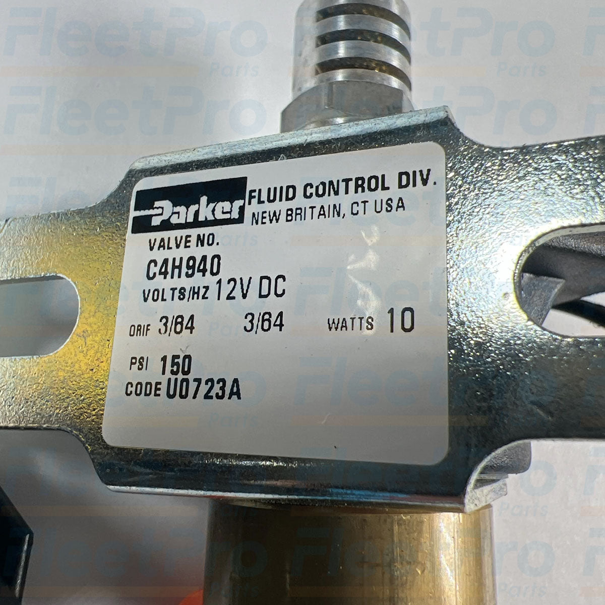 12V DC electrical solenoid coil detail on Parker C4H940DC147C valve