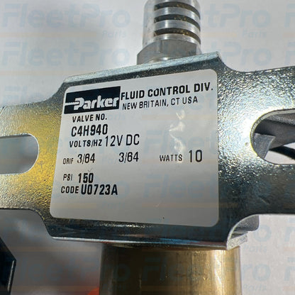 12V DC electrical solenoid coil detail on Parker C4H940DC147C valve