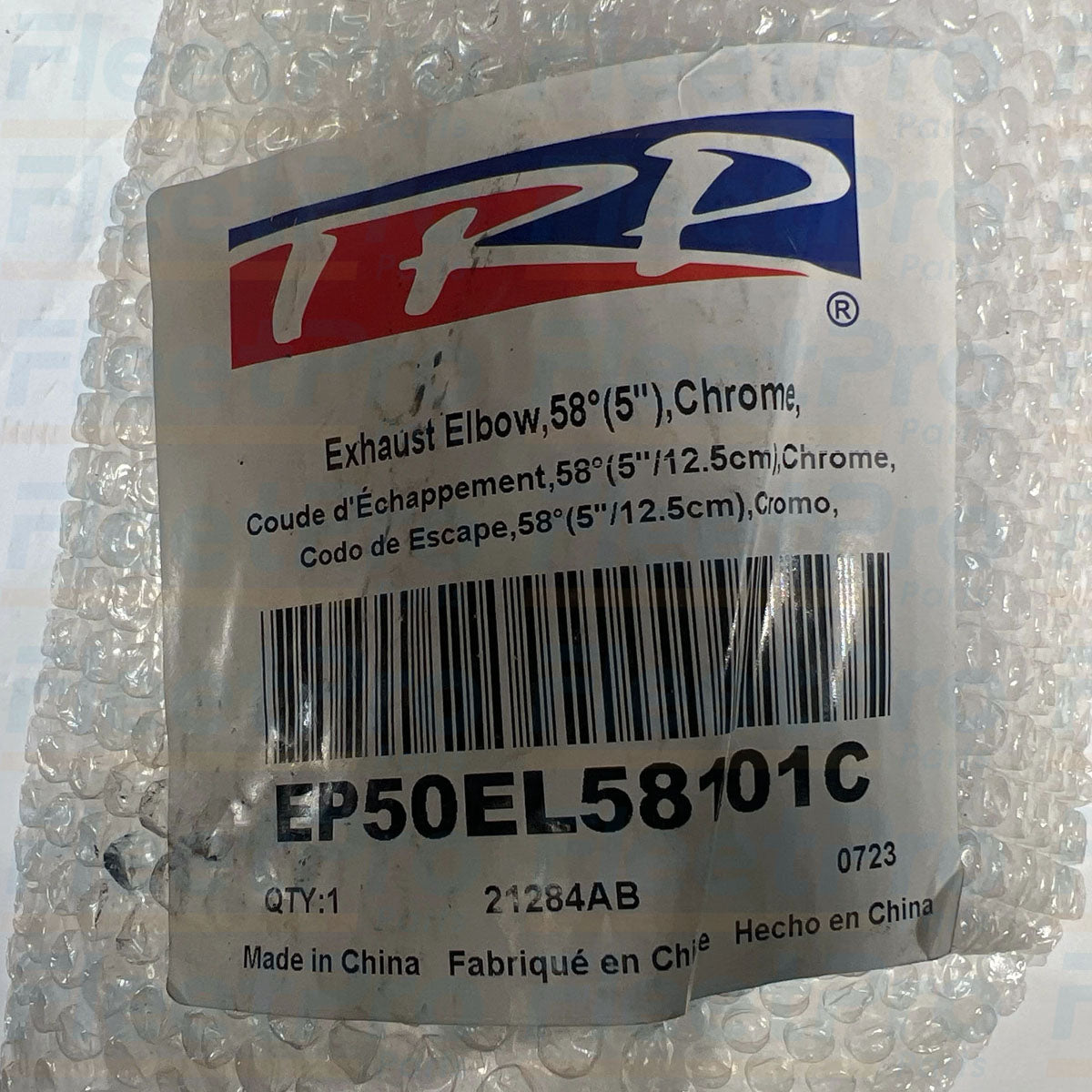 Peterbilt 5 inch chrome 58 degree exhaust elbow EP50EL58101C side profile
