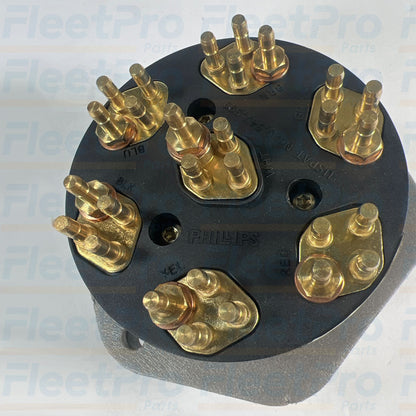 Solid brass pin terminals detail on Phillips 16-7602-28 socket