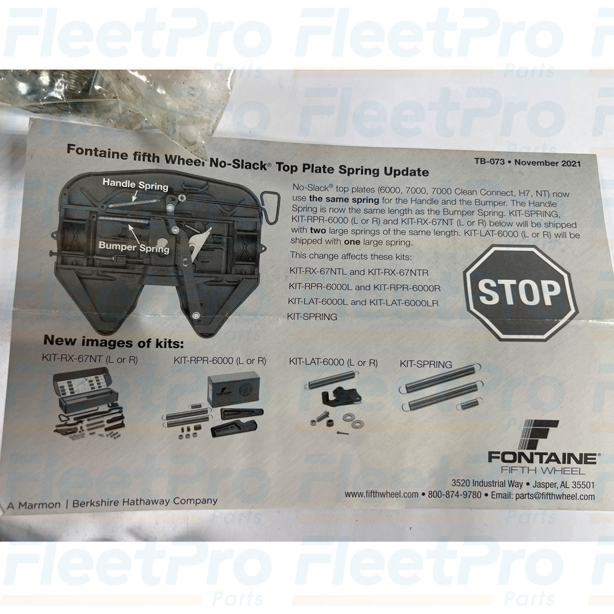 Replacement Fontaine repair kit KITRPR6000L