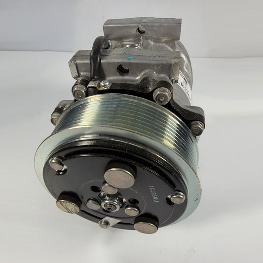 Close-up view of 8-groove 12V clutch pulley assembly on Sanden 4482 A/C compressor