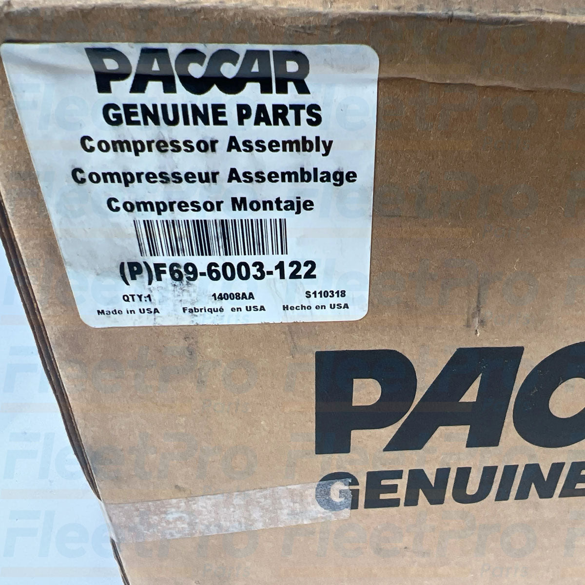 Sanden F69-6003-122 PACCAR A/C compressor