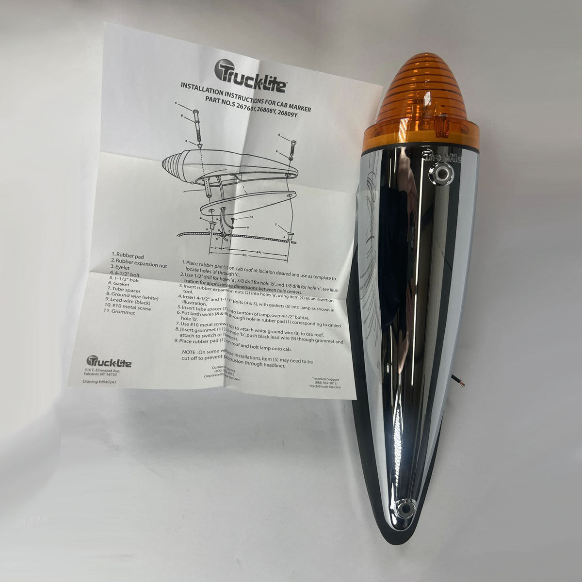 Truck-Lite 26760Y3 amber cab marker lamp