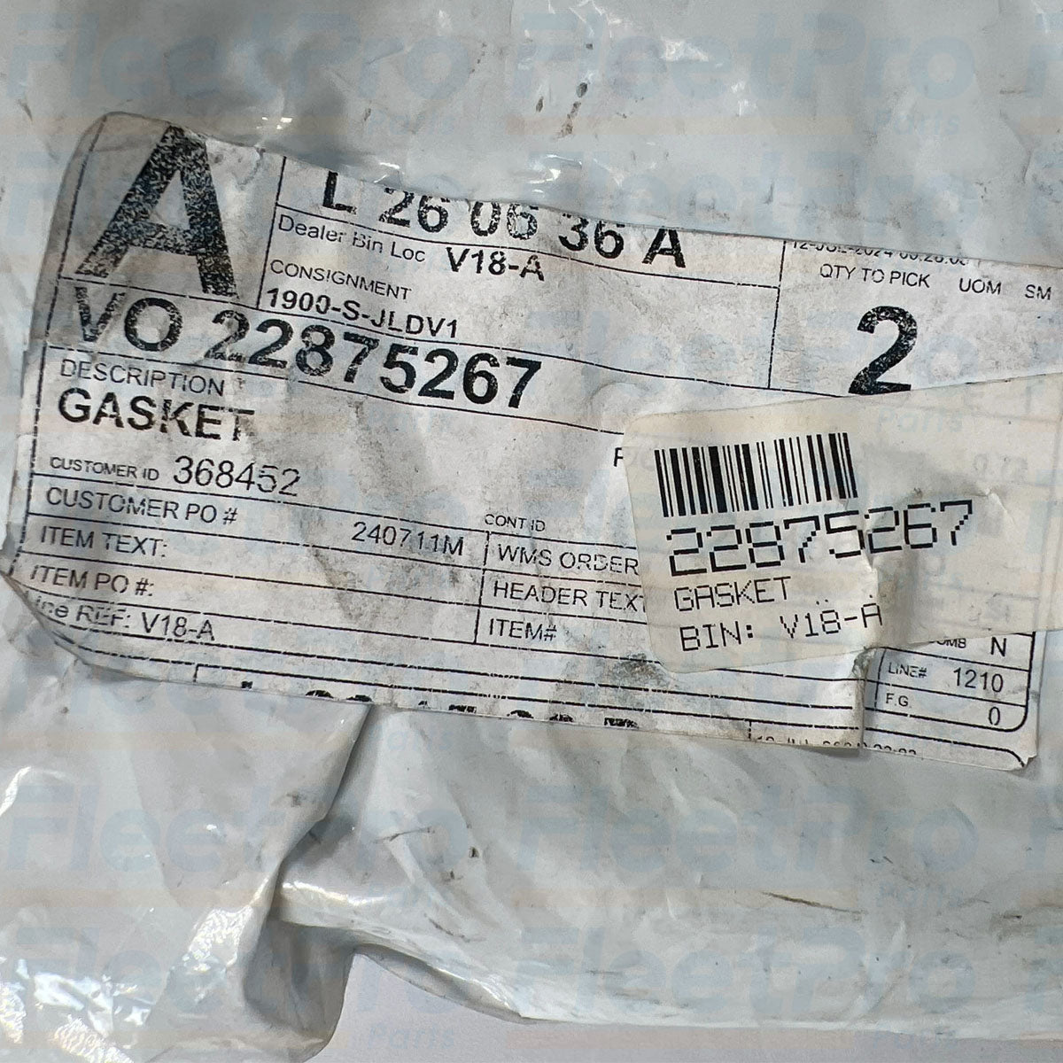 Volvo 22875267 engine sealing gasket