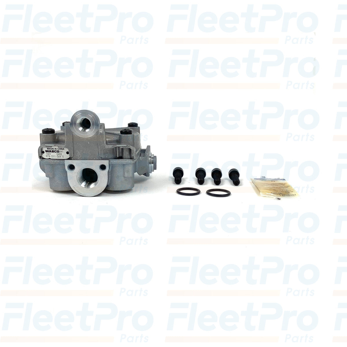 Components laid out: relay valve, O-rings, screws, grease for 4006110340 kit