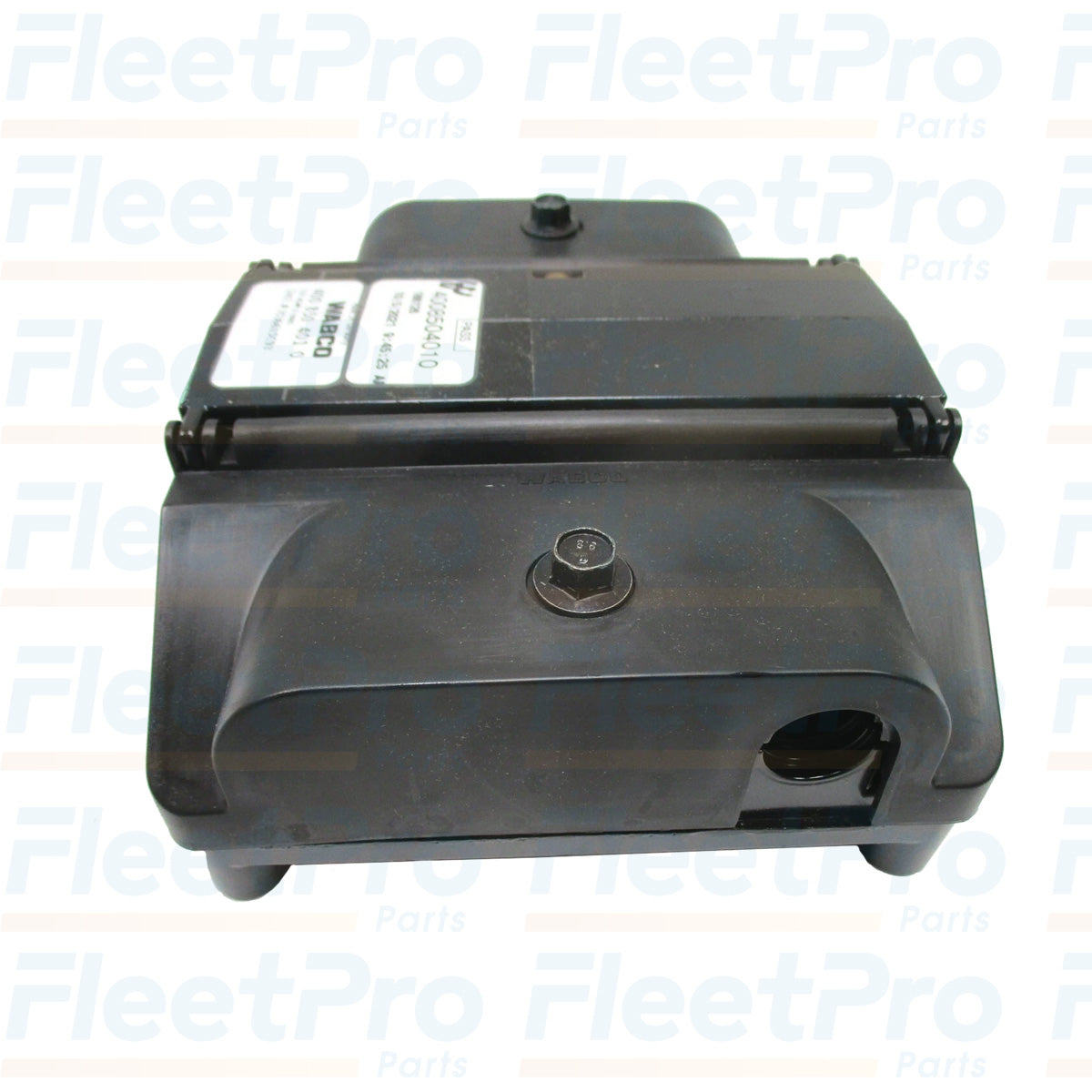 Side view of WABCO 4008504010 ABS module showing case and mounting flanges