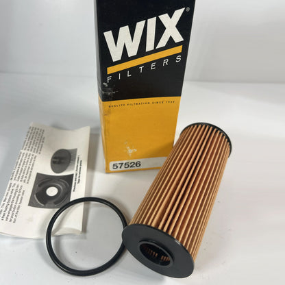 Wix 57526 cartridge engine oil filter front view showing pleated synthetic media